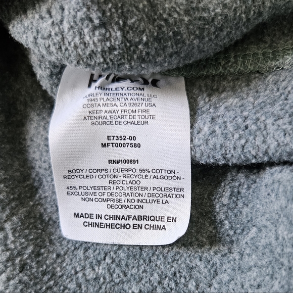 HURLEY Sage Green with Gray Striped Hooded Sweatshirt...size S - Picture 6 of 8